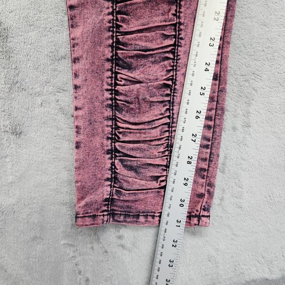 Vintage Y2K GLO Jeans Womens 17 Juniors Pink Stone Wash Mid Rise Skinny Pleated - Picture 11 of 13